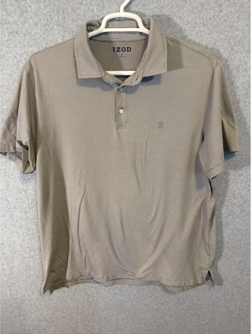 Mens Izod Golf with Stretch Short Sleeve Gray Polo Shirt Size XL- NICE